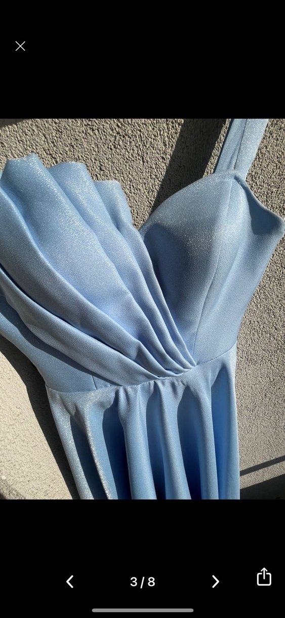 Mavi Drapeli Uzun Abiye Elbise - Görsel 2