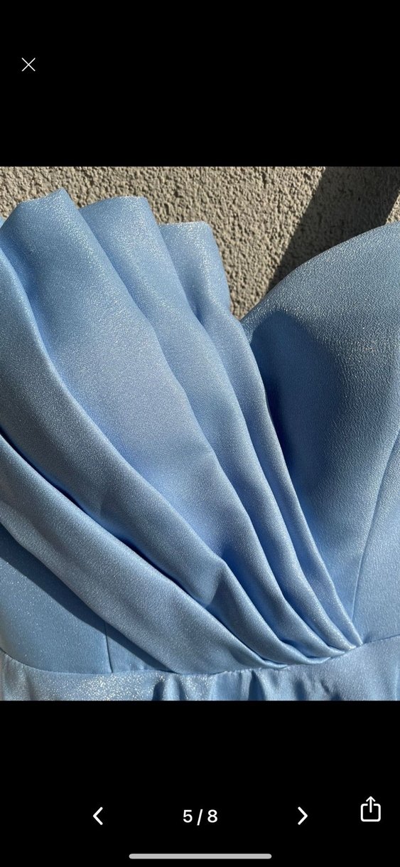 Mavi Drapeli Uzun Abiye Elbise - Görsel 3