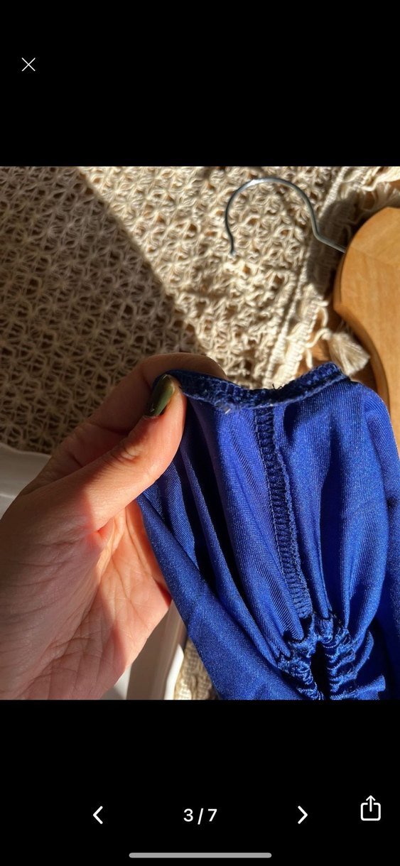 Mavi Drapeli Uzun Straplez Kadın Elbise - Görsel 3