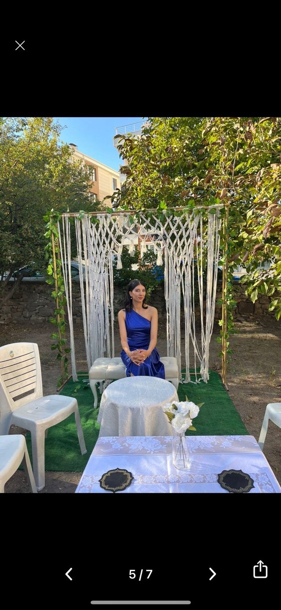 Mavi Drapeli Uzun Straplez Kadın Elbise - Görsel 5