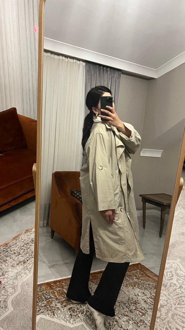 Bej Midi Kadın Trençkot - Görsel 3