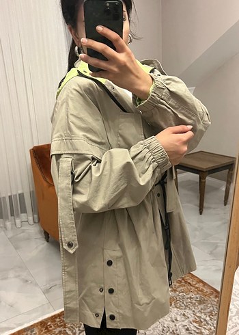 Kadın Bej Kemerli Midi Trençkot - Görsel 3