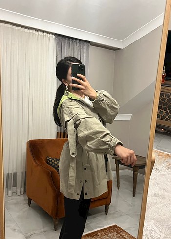 Kadın Bej Kemerli Midi Trençkot - Görsel 4