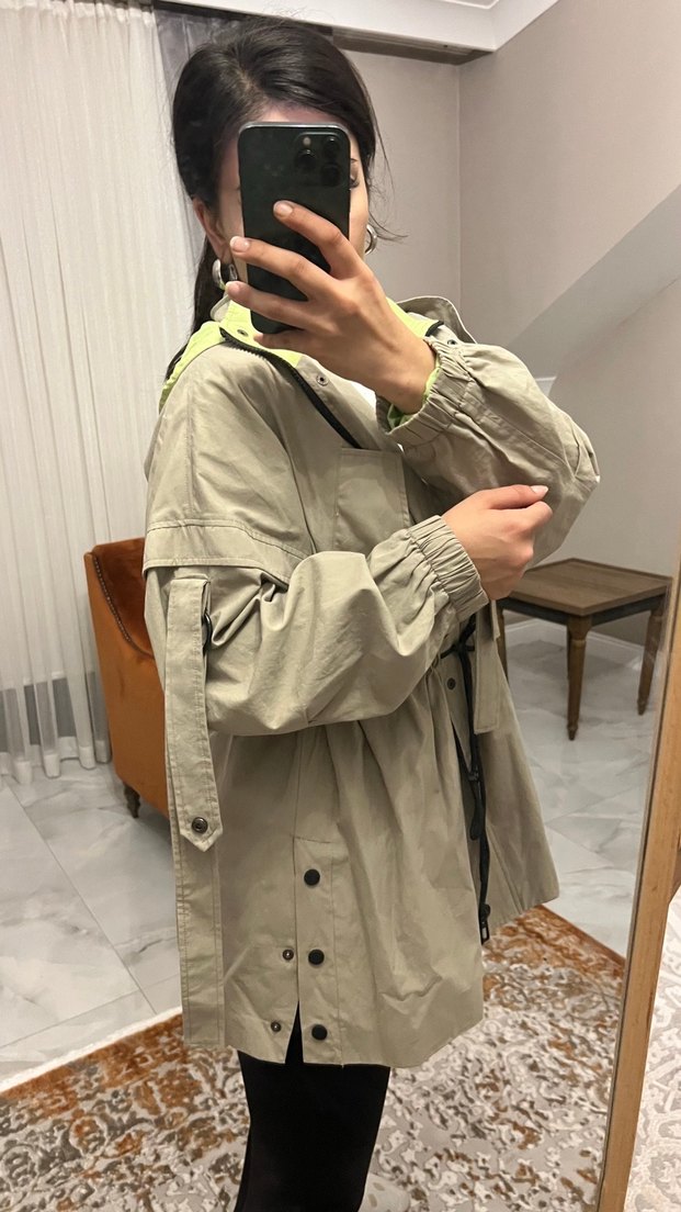 Kadın Bej Kemerli Midi Trençkot - Görsel 3