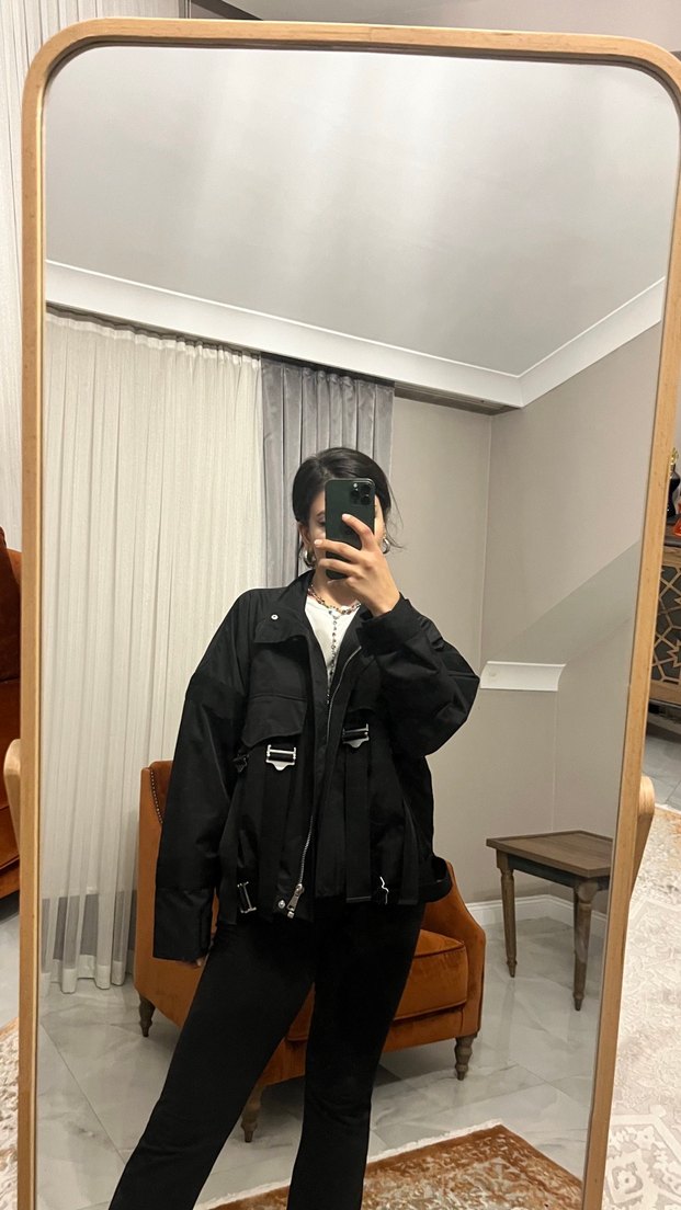 Siyah Oversize Kadın Ceket - Görsel 4