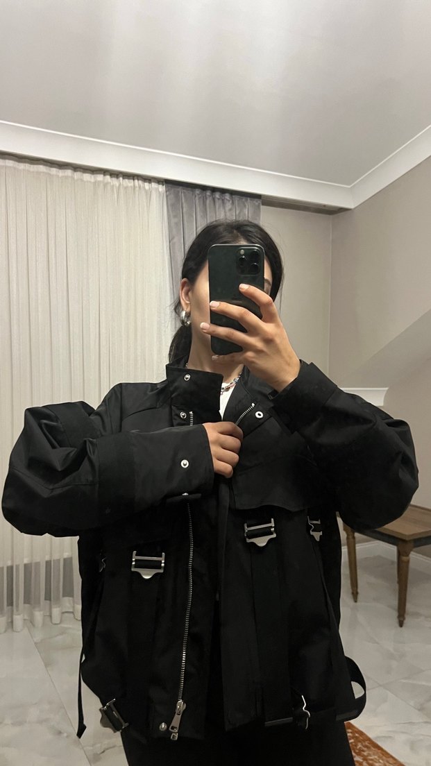 Siyah Oversize Kadın Ceket - Görsel 5