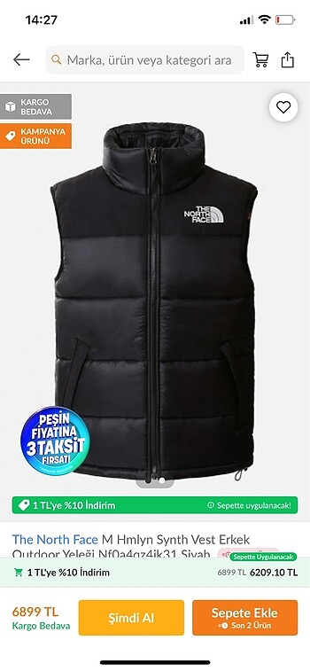 The north face şişme yelek