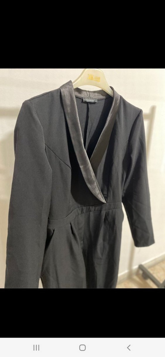 Siyah Kadın Uzun Kollu tulum - Görsel 2