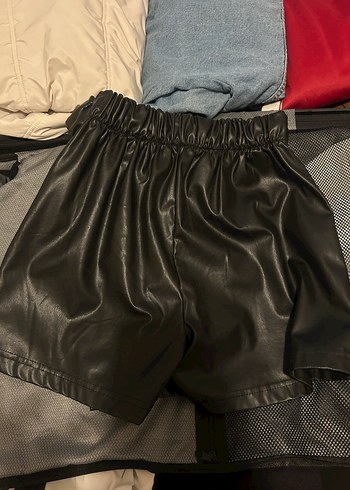 Kadın Siyah Deri mini Şort etek - Görsel 2