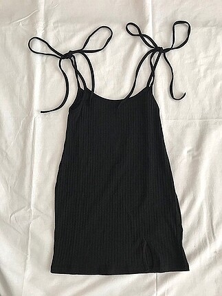 shein yırtmaçlı siyah mini elbise