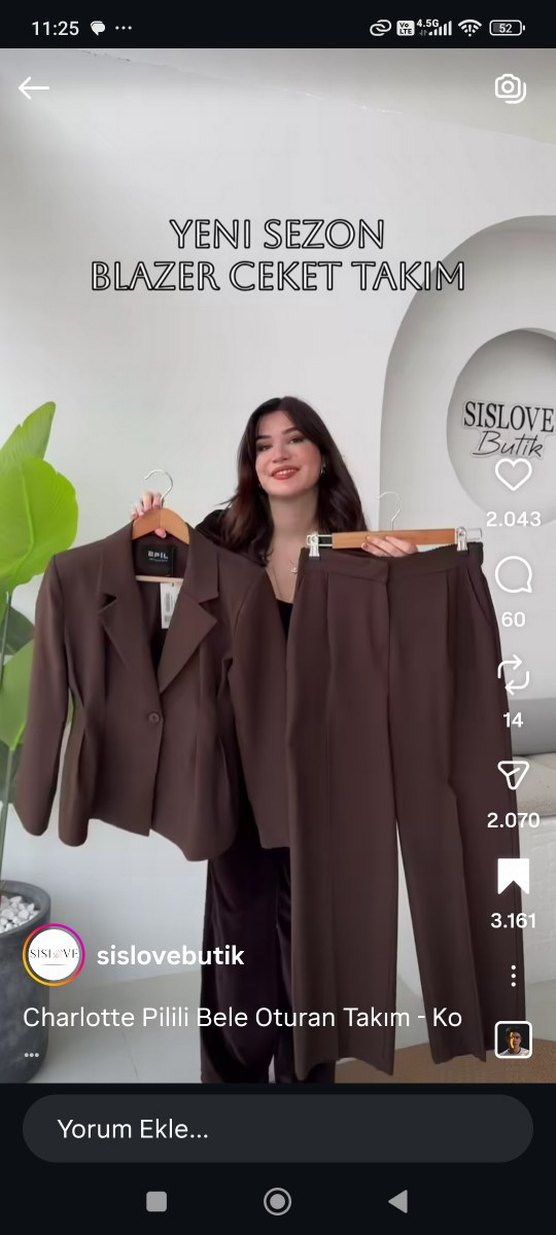 SİSLOVE Butik Kahverengi kadın pantolon - Görsel 2