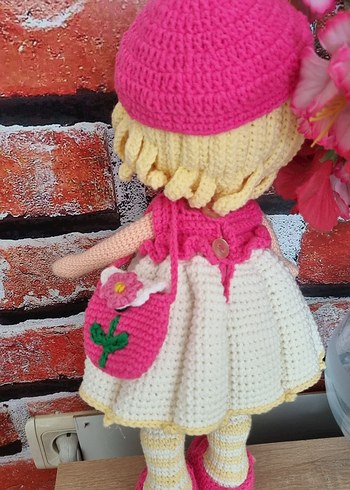  Beden Renk Pembe elbiseli Amigurumi bebek