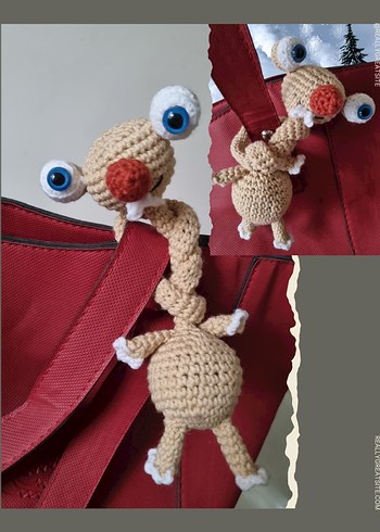 Örgü Sevimli Sid Karakteri Çanta aksesuarı Anahtarlık - Görsel 2