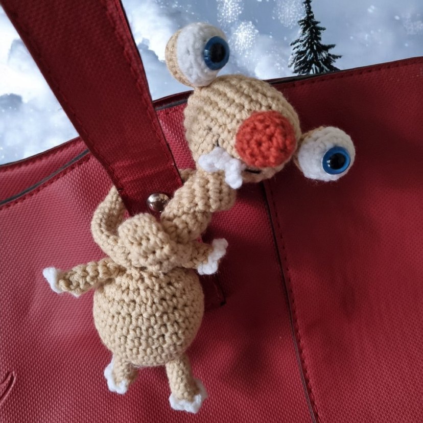 Örgü Sevimli Sid Karakteri Çanta aksesuarı Anahtarlık - Görsel 3