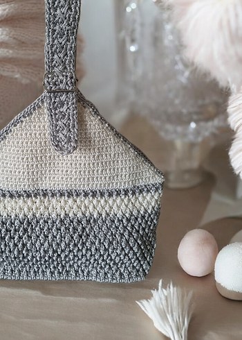 Gri Örgü Kadın Çanta - Görsel 5