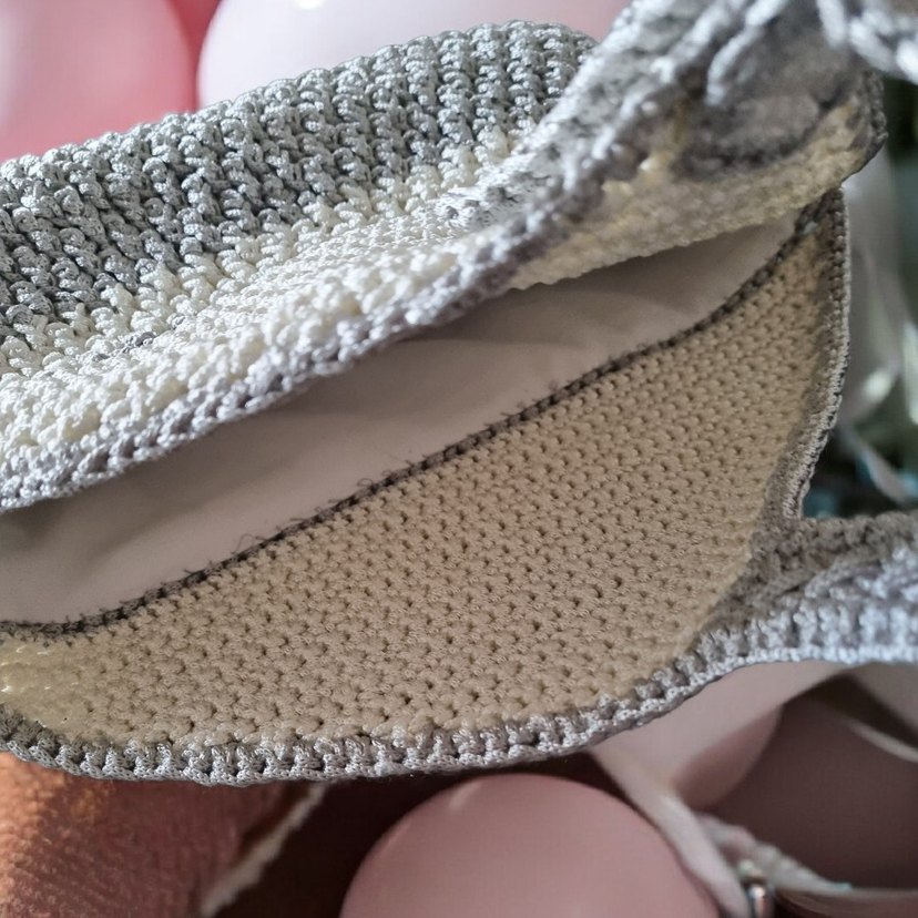 Gri Örgü Kadın Çanta - Görsel 4