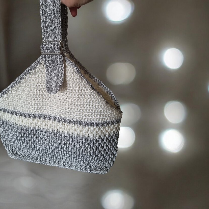 Gri Örgü Kadın Çanta - Görsel 2