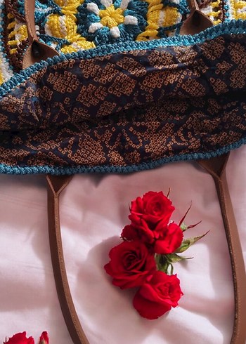 Renkli Örgü Bohem Kadın Çanta - Görsel 6