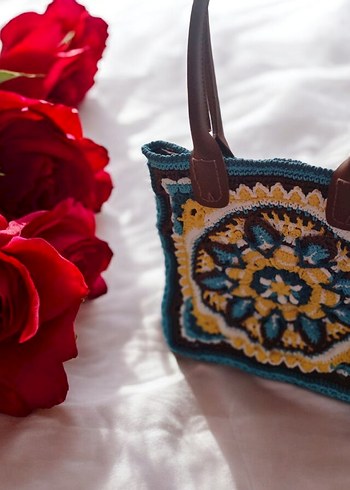 Renkli Örgü Bohem Kadın Çanta - Görsel 7