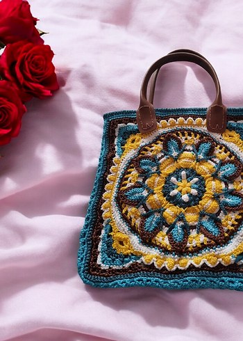 Renkli Örgü Bohem Kadın Çanta - Görsel 5