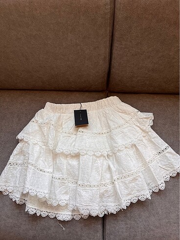 s Beden beyaz Renk Massimo dutti fırfırlı etek şort