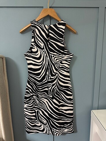 s Beden siyah Renk Zebra desenli elbise