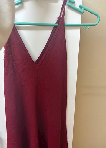 Bordo V Yaka Salaş Uzun tulum - Görsel 5