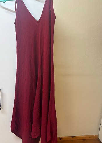 Bordo V Yaka Salaş Uzun tulum - Görsel 2