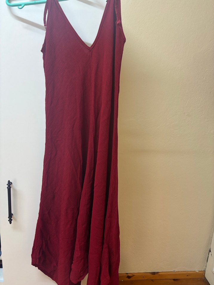 Bordo V Yaka Salaş Uzun tulum - Görsel 3