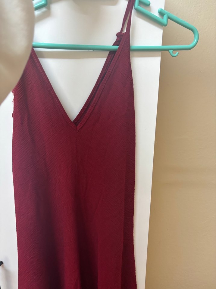 Bordo V Yaka Salaş Uzun tulum - Görsel 5