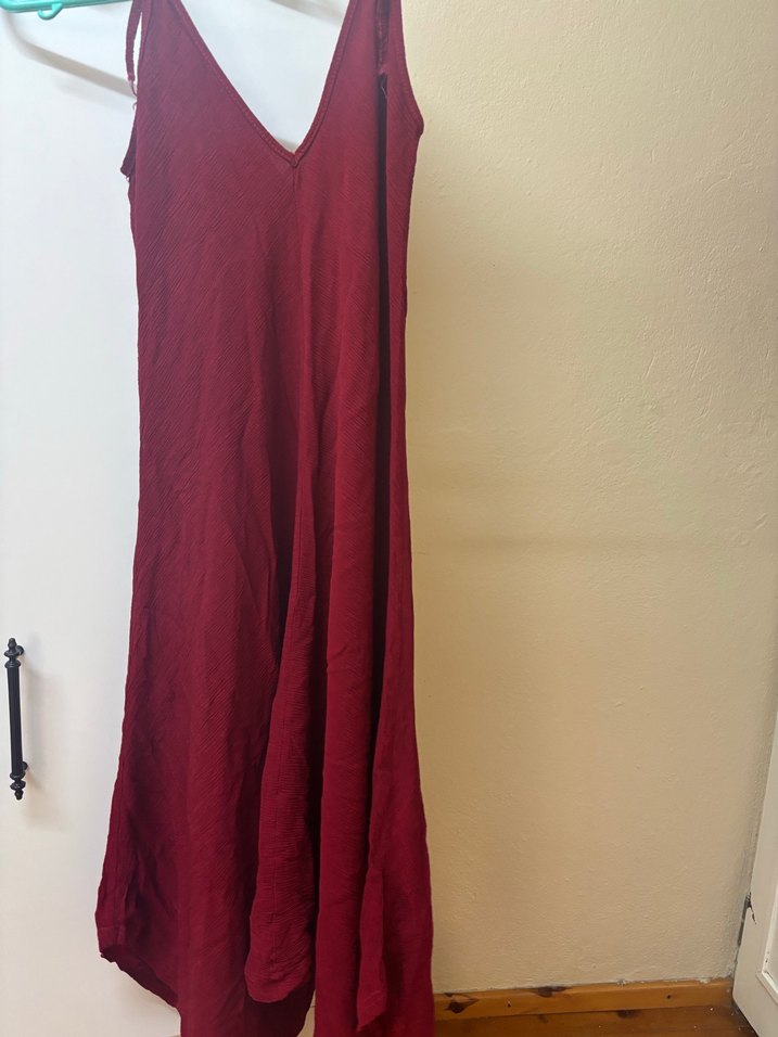 Bordo V Yaka Salaş Uzun tulum - Görsel 2