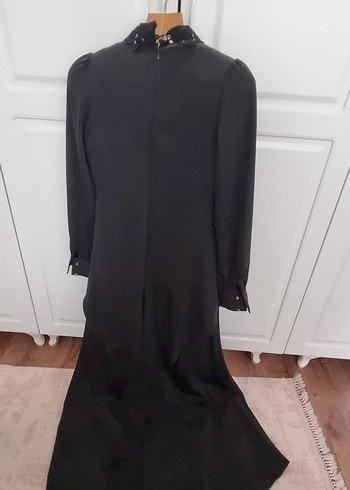 Uzun Siyah Gotik Drapeli Kadın Abiye Elbise - Görsel 2