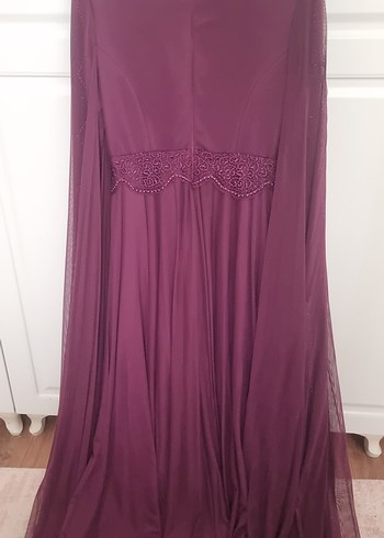 Bordo Uzun Drapeli Nişan Elbisesi - Görsel 2