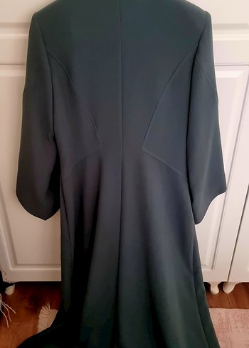 Gri Kadın Uzun Ceket Fermuarlı - Görsel 2