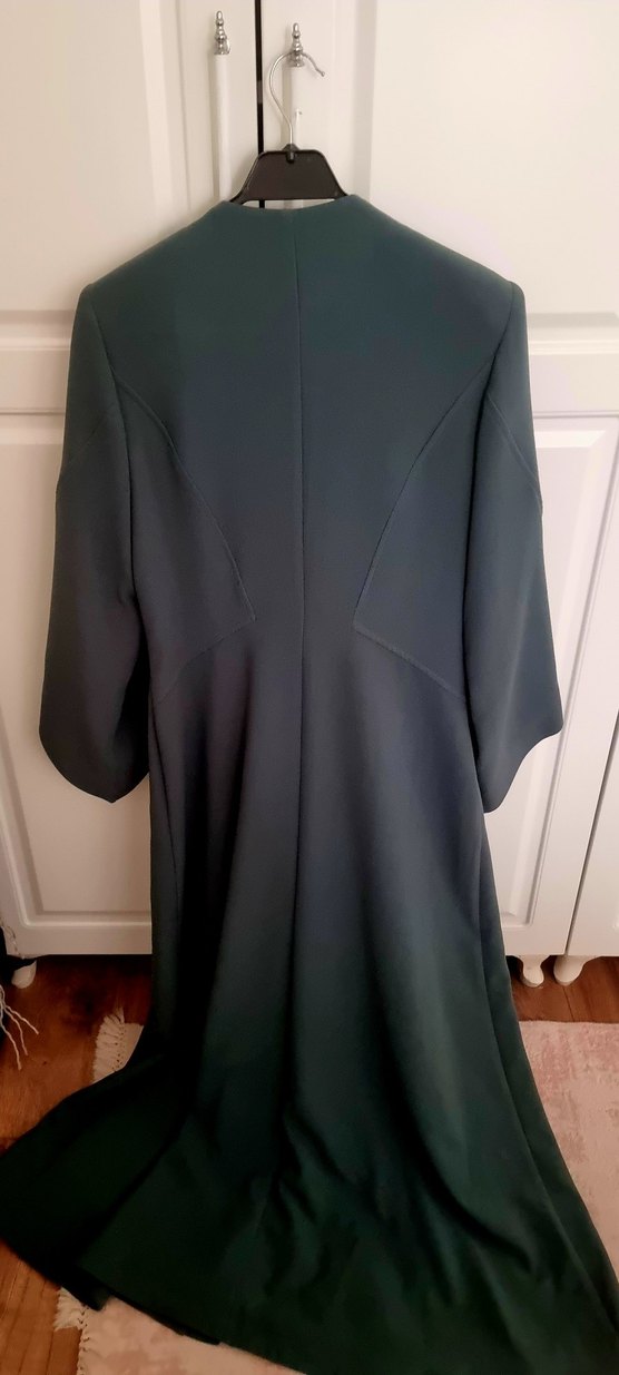 Gri Kadın Uzun Ceket Fermuarlı - Görsel 2