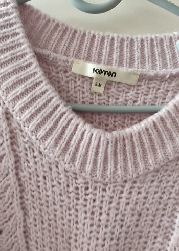 Pembe lila Örgü Kadın Kazak, Rahat Kesim - Görsel 2