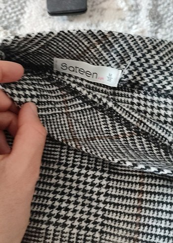 Ekoseli Gri Midi Mini Etek - Görsel 4