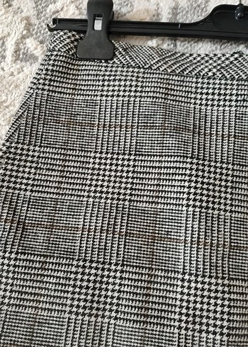 Ekoseli Gri Midi Mini Etek - Görsel 3