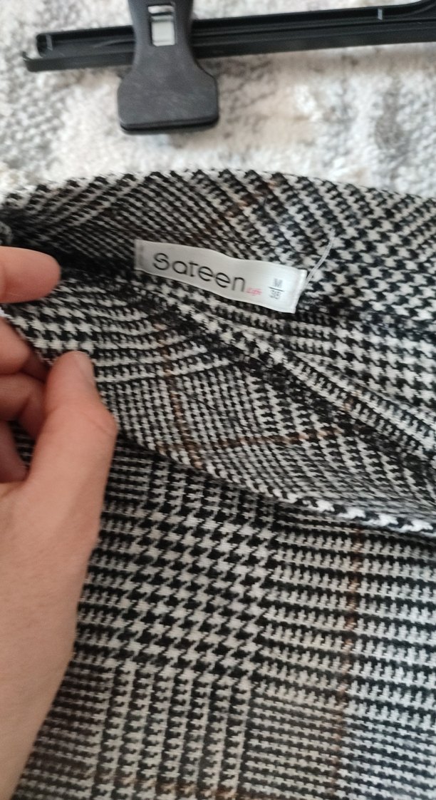 Ekoseli Gri Midi Mini Etek - Görsel 4