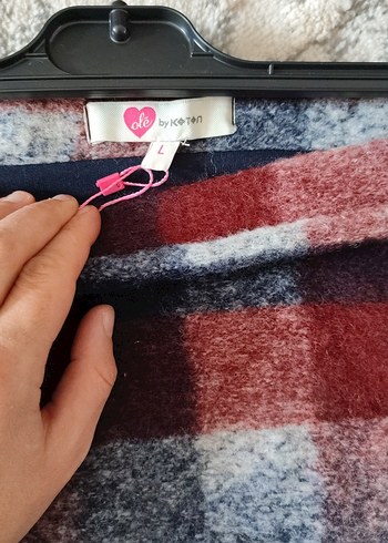 Kadın Bohem Örgü Kareli Midi Yün Etek - Görsel 3