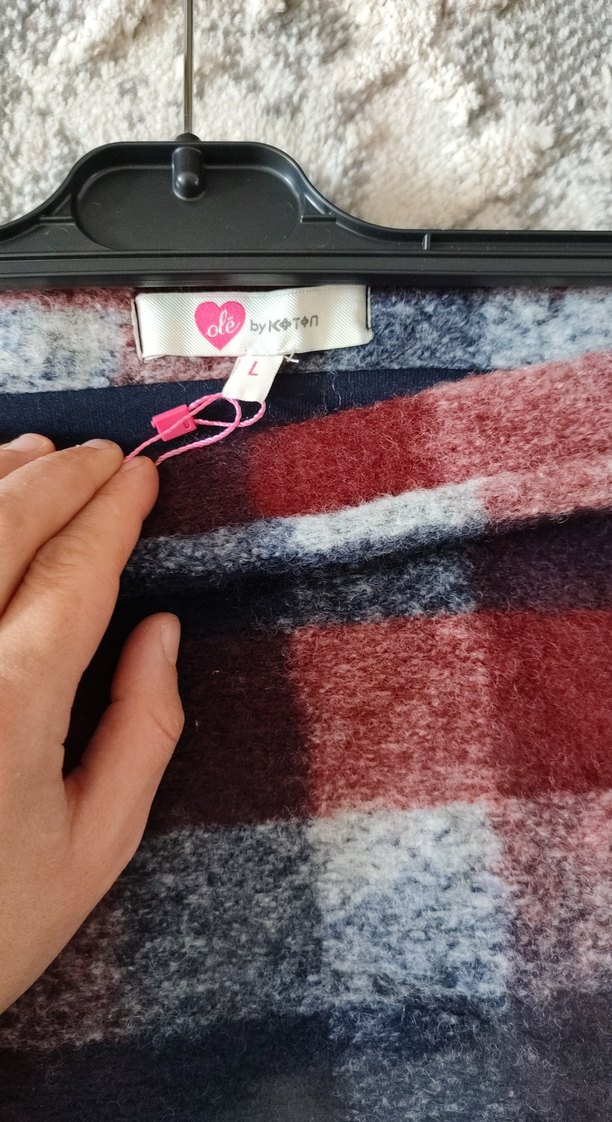 Kadın Bohem Örgü Kareli Midi Yün Etek - Görsel 3