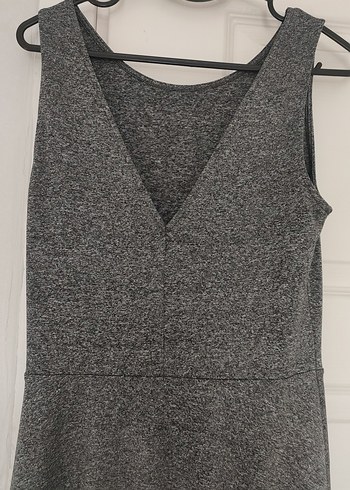 Gri Midi Kolsuz A Kesim Kadın Elbise - Görsel 3