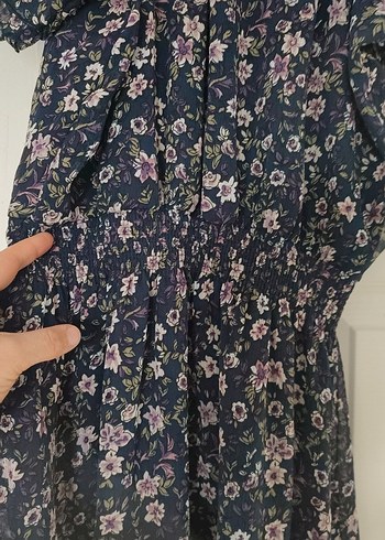 Siyah Volanlı V Yaka Bohem Midi Elbise - Görsel 5