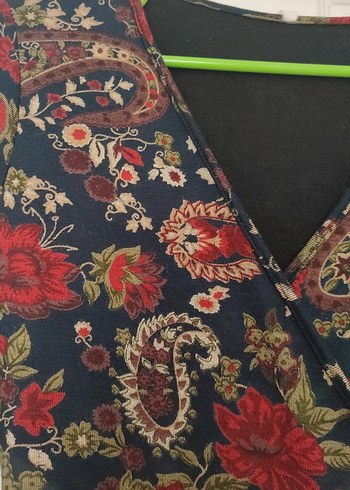 Bordo Desenli Uzun Kollu Bohem Elbise - Görsel 4