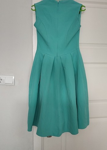 Turkuaz Pilili Midi Elbise - Görsel 4