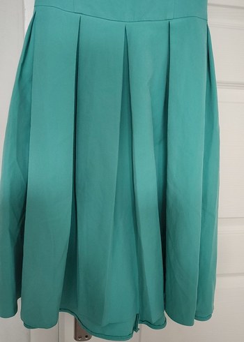 Turkuaz Pilili Midi Elbise - Görsel 3