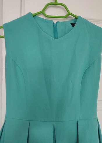 Turkuaz Pilili Midi Elbise - Görsel 2