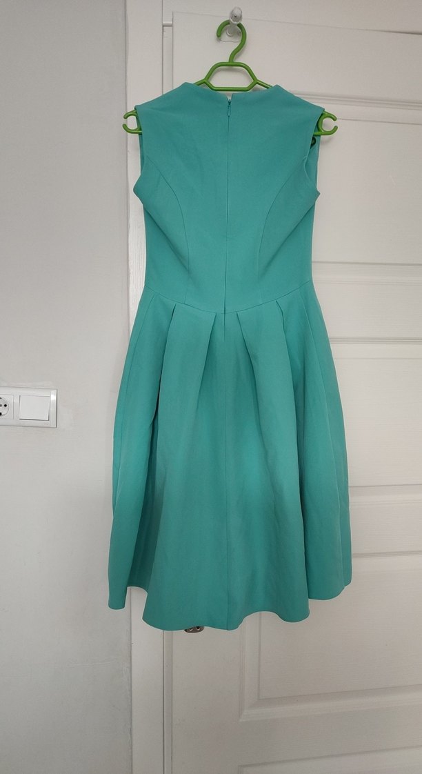 Turkuaz Pilili Midi Elbise - Görsel 4