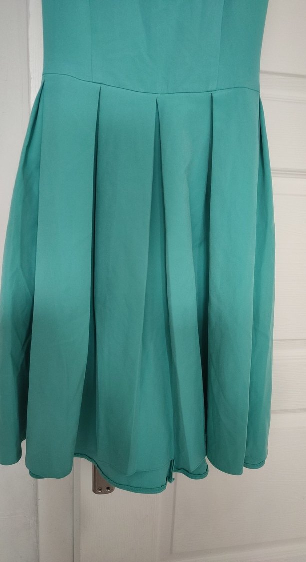 Turkuaz Pilili Midi Elbise - Görsel 3