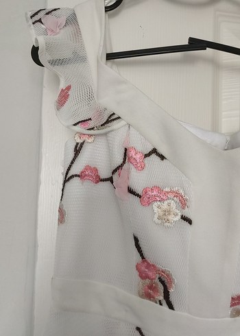 Dantel Detaylı Beyaz Mini Bohem Elbise - Görsel 3